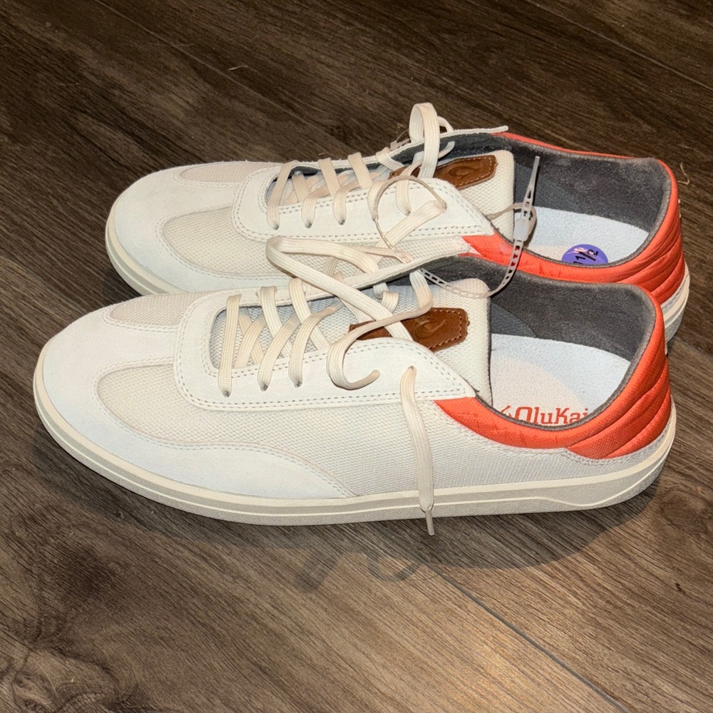 OluKai Men's Cream and Red Sneakers